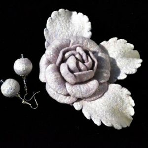 Set brošna ľadová ruža a náušnice